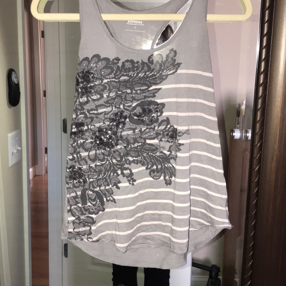 Stripped sequin tank top